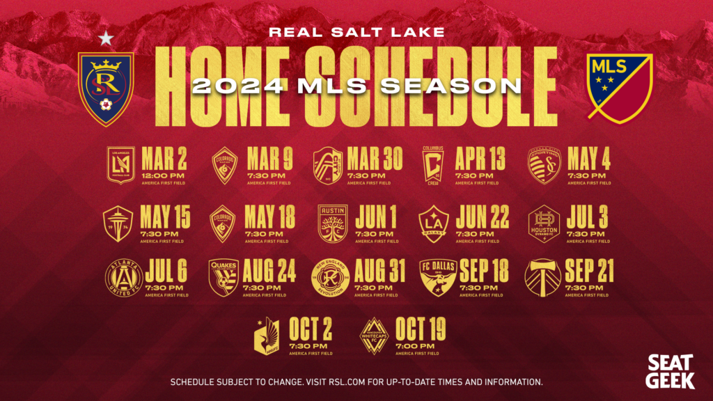 Real Salt Lake 2024 Schedule Unveiled